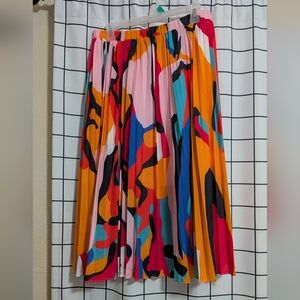 Colorful Abstract Pleated Skirt